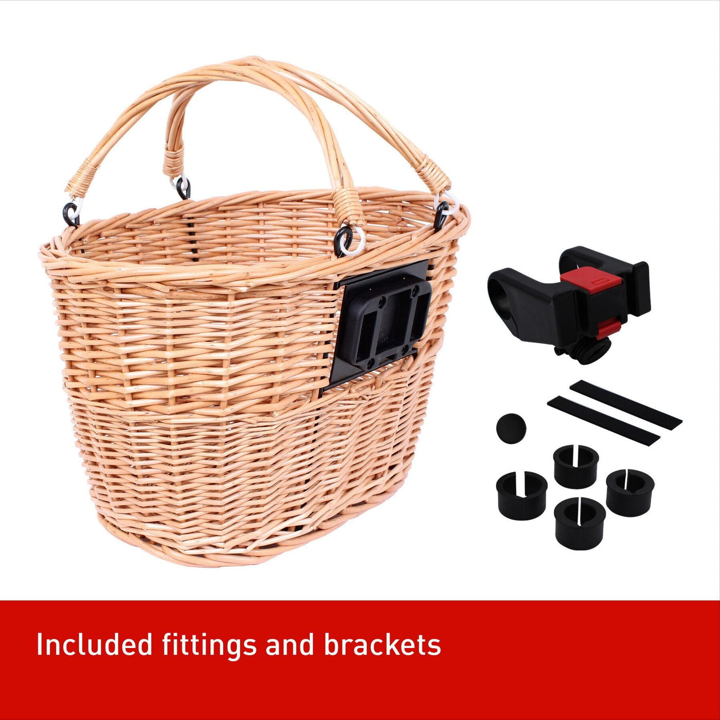 M Part Borough Oval Bike Wicker Basket With Handles And Quick Release Bracket