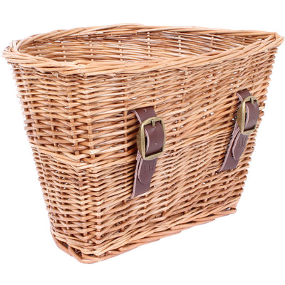 M Part D Shaped Wicker Bike Basket With Leather Straps